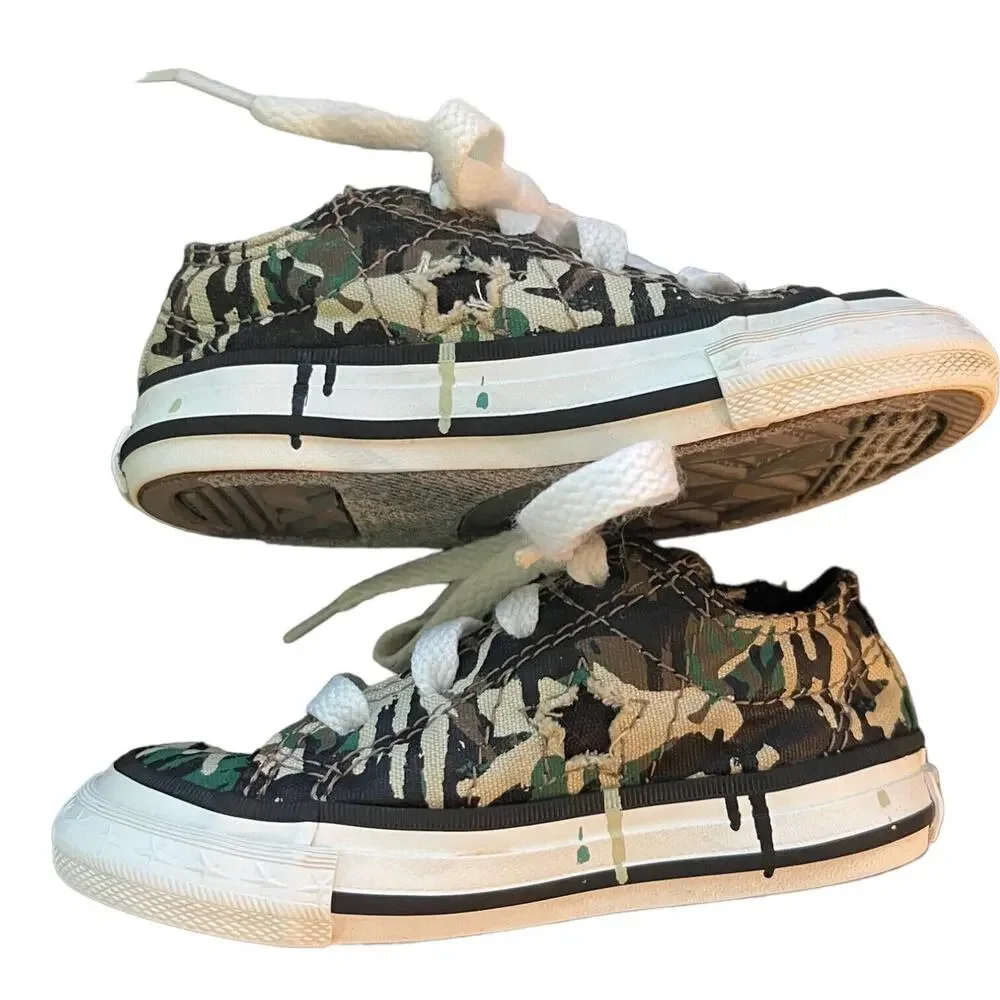 Converse Camouflage Paint Drip Shoes Toddler Size 5 EUC